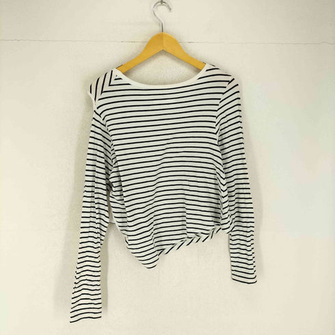 エムエムシックスメゾンマルジェラ MM6 Maison Margiela 16AW ボーダー柄 変形クルーネック長袖Tシャツ カットソー レディース JPN:S