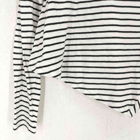 エムエムシックスメゾンマルジェラ MM6 Maison Margiela 16AW ボーダー柄 変形クルーネック長袖Tシャツ カットソー レディース JPN:S