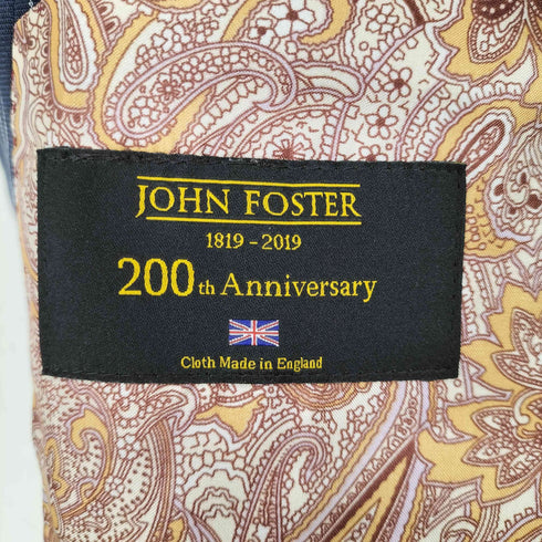 JOHN FOSTER イングランド製 裏地ペイズリー ピークドラペル ダブルブレスト ストライプテーラードジャケット メンズ