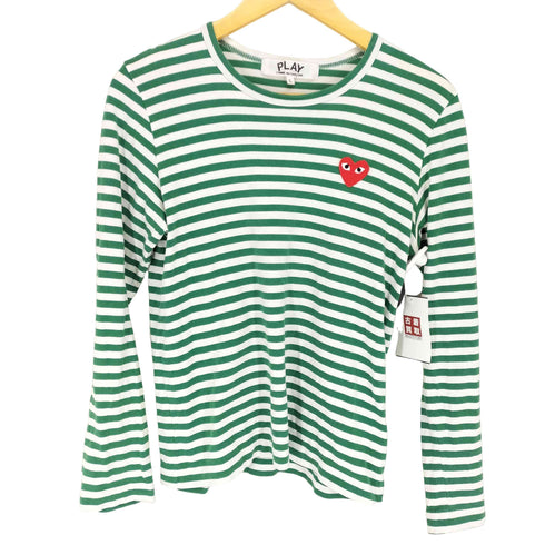 プレイコムデギャルソン PLAY COMME des GARCONS ワンポイントハートロゴ ボーダー柄 クルーネックTシャツ メンズ JPN:L