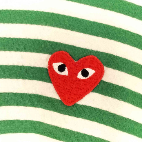 プレイコムデギャルソン PLAY COMME des GARCONS ワンポイントハートロゴ ボーダー柄 クルーネックTシャツ メンズ JPN:L