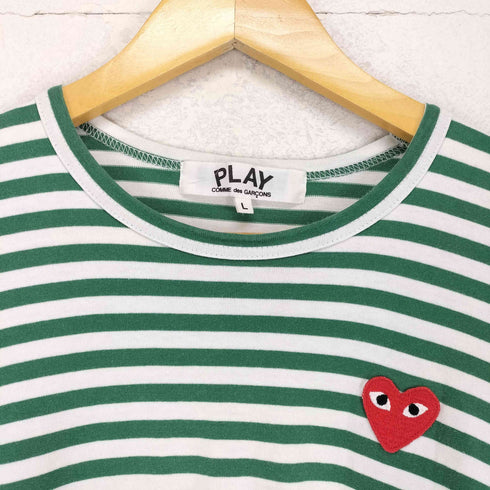 プレイコムデギャルソン PLAY COMME des GARCONS ワンポイントハートロゴ ボーダー柄 クルーネックTシャツ メンズ JPN:L
