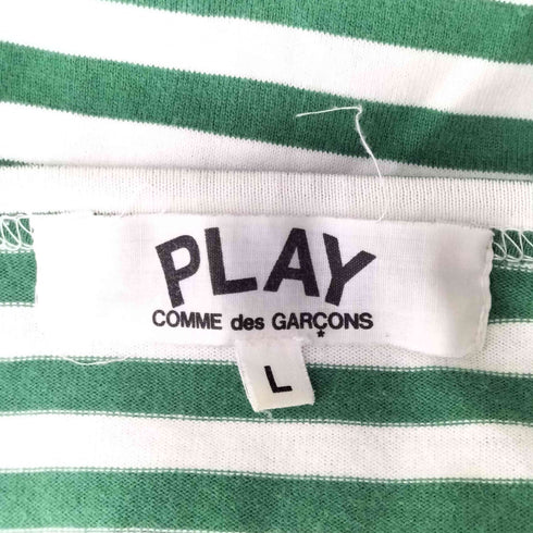 プレイコムデギャルソン PLAY COMME des GARCONS ワンポイントハートロゴ ボーダー柄 クルーネックTシャツ メンズ JPN:L