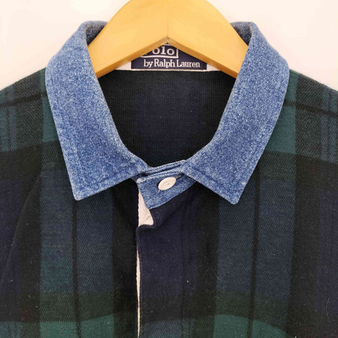 ポロバイラルフローレン Polo by RALPH LAUREN 90s ポニー刺繍 ブラックウォッチ ラガーシャツ メンズ import:L