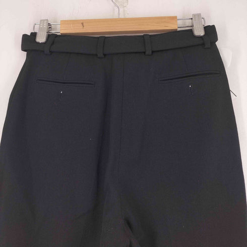 イヴサンローラン Yves Saint Laurent ウール混紡 テーパード ベルテッドスラックスパンツ レディース