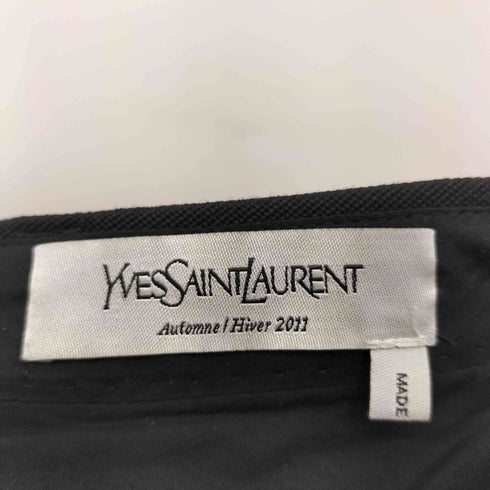 イヴサンローラン Yves Saint Laurent ウール混紡 テーパード ベルテッドスラックスパンツ レディース