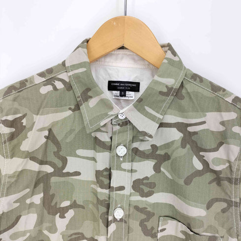 コムデギャルソンオムプリュス COMME des GARCONS HOMME PLUS AD2012 特殊ボタン カモ 迷彩柄 リップストップ L/S シャツ メンズ JPN:S