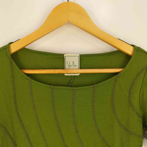 シビラ Sybilla リヨセル コットン デザイン刺繍 ボートネックTシャツ レディース import:M
