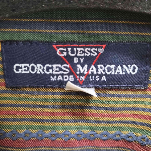 ゲス GUESS guess by georges marciano USA製 マルチストライプL/Sシャツ メンズ import:XL