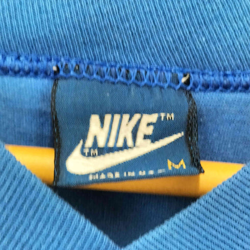 ナイキ NIKE 80S USA製 紺タグ ロゴ プリント Vネック フットボールシャツ メンズ import:M
