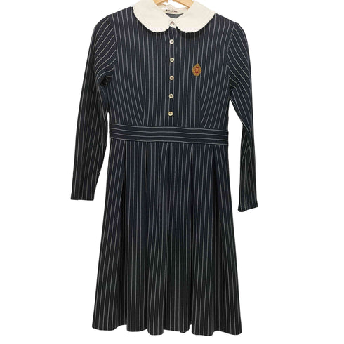 ジェーンマープルドンルサロン Jane Marple Dans Le Salon 2018AW ロゴとクラウンエンブレムのドミトリードレス ペンシルストライプ ミニワンピース レディース M