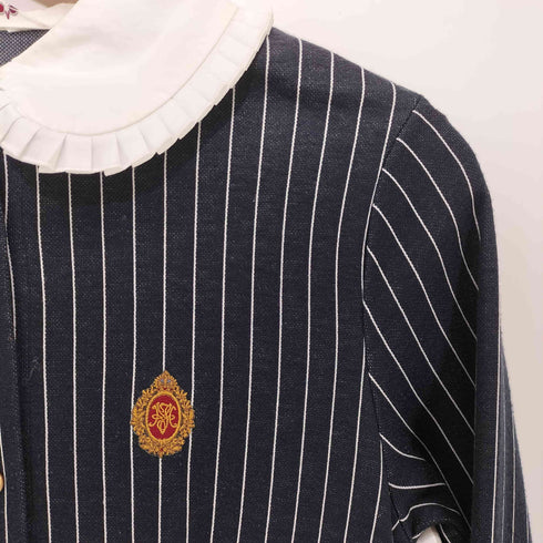ジェーンマープルドンルサロン Jane Marple Dans Le Salon 2018AW ロゴとクラウンエンブレムのドミトリードレス ペンシルストライプ ミニワンピース レディース M