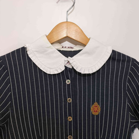 ジェーンマープルドンルサロン Jane Marple Dans Le Salon 2018AW ロゴとクラウンエンブレムのドミトリードレス ペンシルストライプ ミニワンピース レディース M