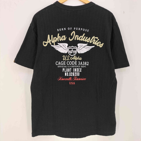 アルファインダストリーズ ALPHA INDUSTRIES ヘリンボーン バックプリント 半袖Tシャツ メンズ JPN:L