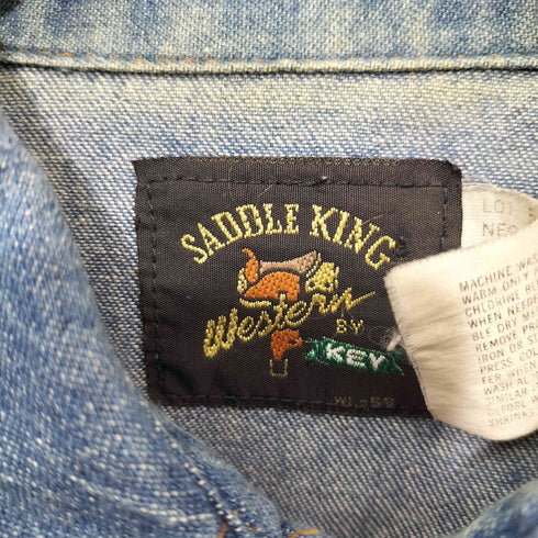 SADDLE KING Western 80-90s USA製 デニムウエスタンシャツ メンズ import:L