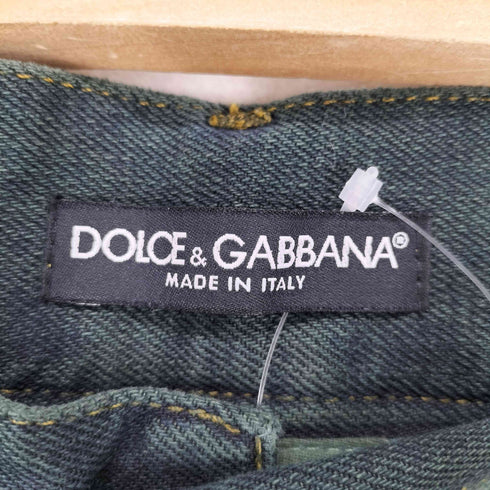 ドルチェアンドガッバーナ DOLCE&GABBANA シルバーロゴプレート クラッシュ加工 ブーツカットデニムパンツ Y2K メンズ JPN:44