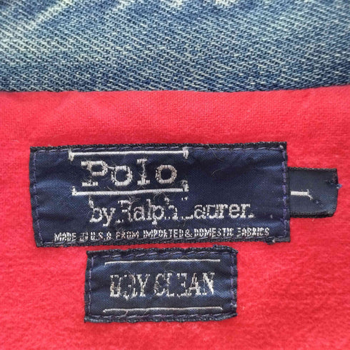 ポロバイラルフローレン Polo by RALPH LAUREN 90S ポニー刺しゅう 裏地シャモアクロス デニム スウィングトップブルゾン メンズ JPN:L