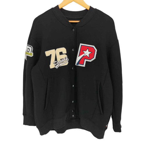 PERSON'S NOBUO IKEDA ロゴ ワッペン レーヨン混 ポリ ナイロン スタジアム ジャケット スタジャン レディース JPN:M