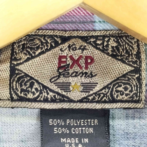 EXP USA製 チェック柄シャツ メタルボタン メンズ JPN:S