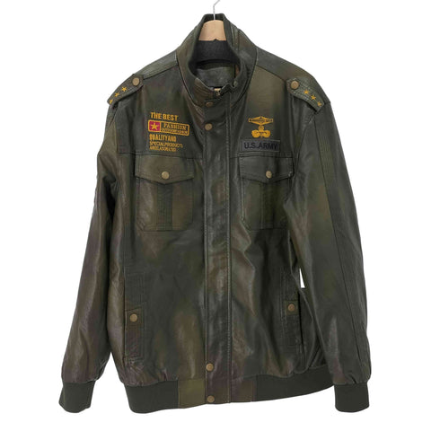 フェイクレザーミリタリージャケット メンズ 5XL