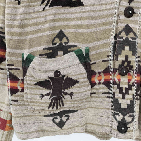 ポロバイラルフローレン Polo by RALPH LAUREN ネイティブ柄 裏サーマル ショールカラー カーディガン メンズ import:M