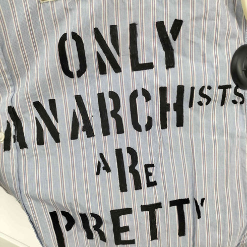 ONLY ANARCHISTS ARE PRETTY カスタム リメイク L/S ストライプ アナーキー シャツ ダブルカフス メンズ