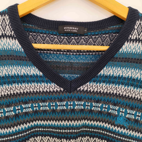 バーバリーブラックレーベル BURBERRY BLACK LABEL ノルディック Vネックコットンニット メンズ 3