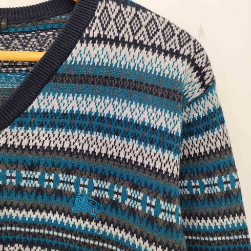 バーバリーブラックレーベル BURBERRY BLACK LABEL ノルディック Vネックコットンニット メンズ 3