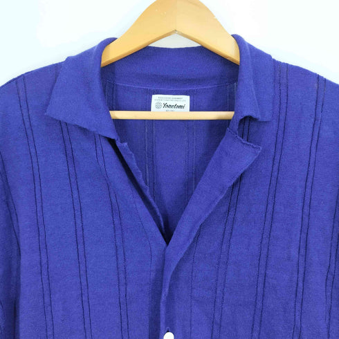 米富繊維×TF Yonetomi LINEN KNIT S/T オープンカラーストライプニットシャツ メンズ JPN:2