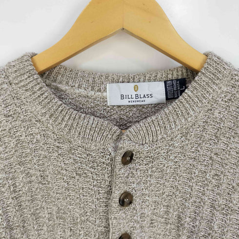 ビルブラス BILL BLASS 90s USA製 ヘンリーネック コットンニット メンズ import:L