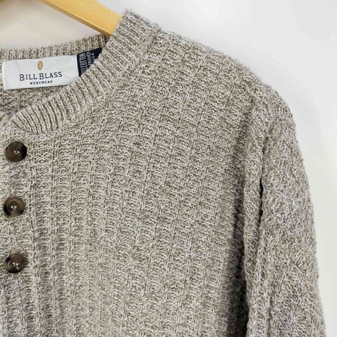 ビルブラス BILL BLASS 90s USA製 ヘンリーネック コットンニット メンズ import:L