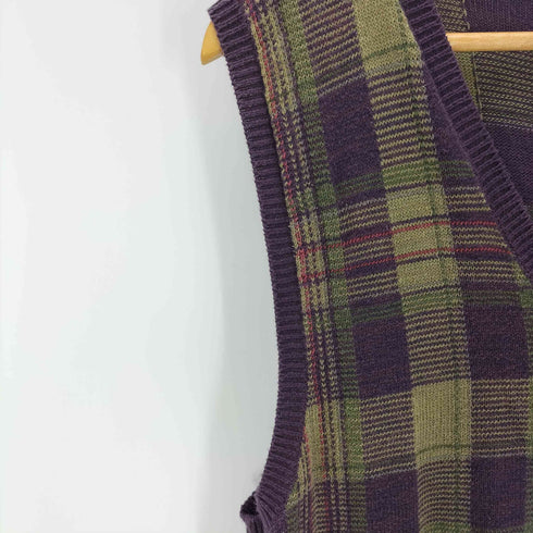 ポロバイラルフローレン Polo by RALPH LAUREN 90S チェック柄 シルクリネン ニットベスト メンズ JPN:L