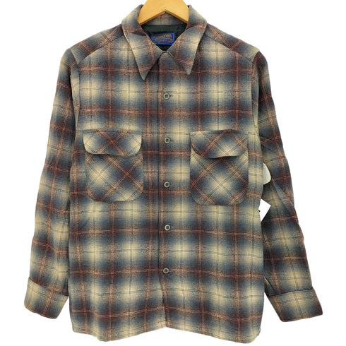 ペンドルトン PENDLETON 70s USA製 エルボーパッチ ウール オンブレチェックシャツ メンズ import:M