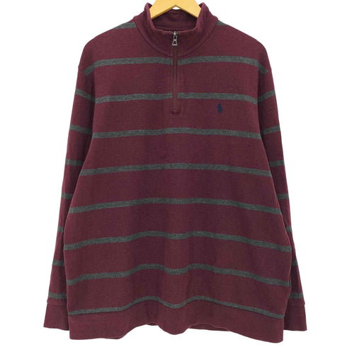 ポロラルフローレン POLO RALPH LAUREN ボーダー ハーフジップカットソー メンズ import:XL