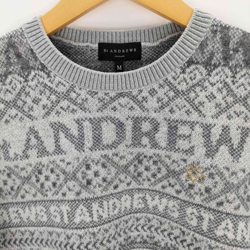 セントアンドリュース St. Andrews ノルディック柄ロゴジャガード クルーネックニット レディース import:M