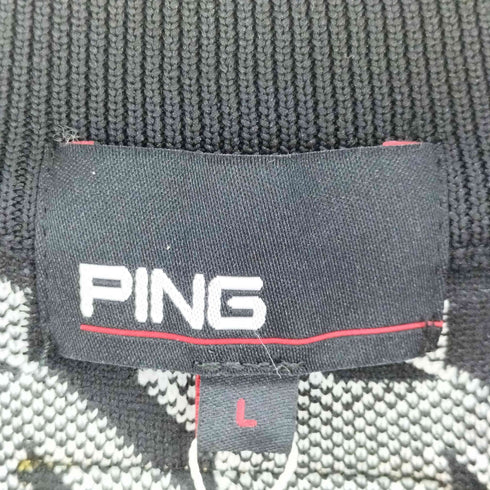ピン ping 半袖ニット 千鳥ジャガード レディース import:L