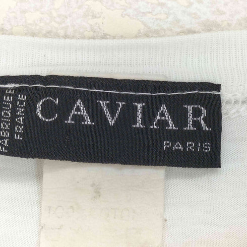 CAVIAR フランス製 袖裾シングル フロント刺繍クルーネックTシャツ メンズ