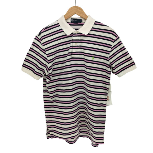 ポロバイラルフローレン Polo by RALPH LAUREN USA製 ポニー刺繍 ボーダー S/S ポロシャツ メンズ import:M