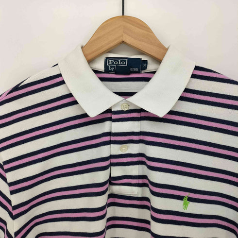 ポロバイラルフローレン Polo by RALPH LAUREN USA製 ポニー刺繍 ボーダー S/S ポロシャツ メンズ import:M