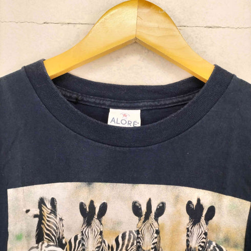 アローレ ALORE USA製 袖裾シングル アニマルプリントクルーネックTシャツ メンズ JPN:S