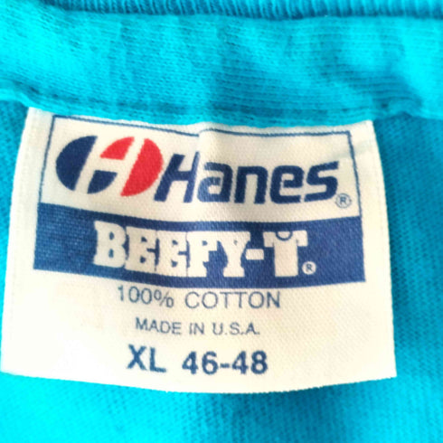 ヘインズ Hanes 90s USA製 袖裾シングル フロントプリントクルーネックTシャツ メンズ JPN:XL
