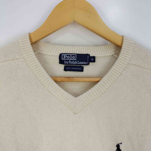 ポロバイラルフローレン Polo by RALPH LAUREN ポニー刺繍 ラムウール Vネック ラグランスリーブ ニット レディース import:M