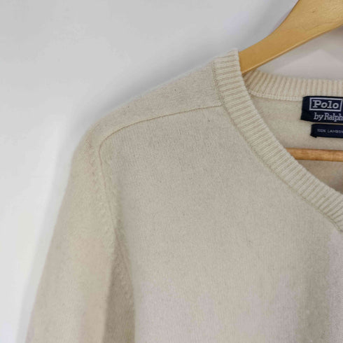 ポロバイラルフローレン Polo by RALPH LAUREN ポニー刺繍 ラムウール Vネック ラグランスリーブ ニット レディース import:M