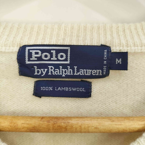 ポロバイラルフローレン Polo by RALPH LAUREN ポニー刺繍 ラムウール Vネック ラグランスリーブ ニット レディース import:M