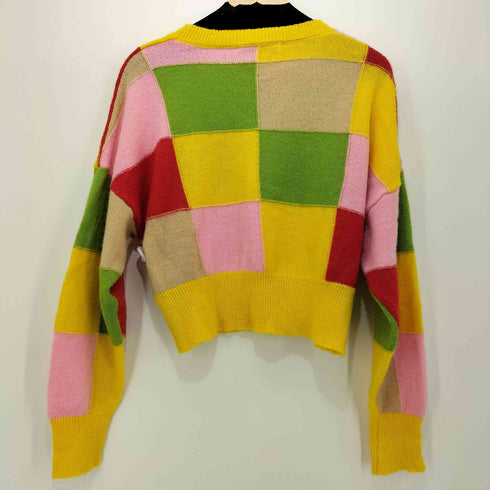 ザラ ZARA アルパカ混 パッチワークデザイン マルチカラー プルオーバー ニット レディース import:L