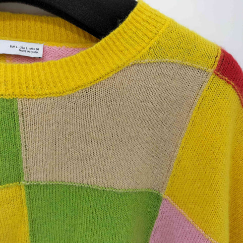 ザラ ZARA アルパカ混 パッチワークデザイン マルチカラー プルオーバー ニット レディース import:L