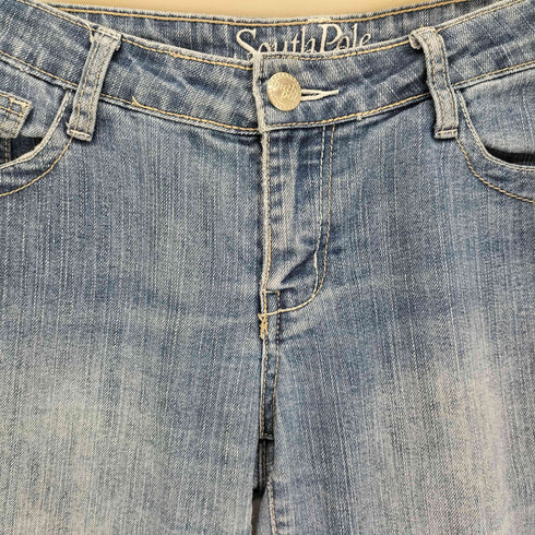 サウスポール SOUTHPOLE ロゴボタン 波刺繍 スタッズ ジップフライ ブーツカット フレア デニム パンツ レディース 99