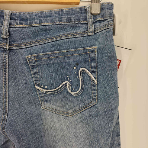 サウスポール SOUTHPOLE ロゴボタン 波刺繍 スタッズ ジップフライ ブーツカット フレア デニム パンツ レディース 99