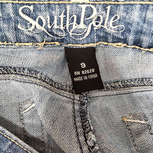 サウスポール SOUTHPOLE ロゴボタン 波刺繍 スタッズ ジップフライ ブーツカット フレア デニム パンツ レディース 99