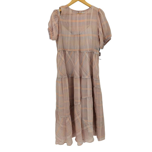 プリヴェヴェ PRIVEVE THE CHECK ASYMMETRY SLEEVE TIERED DRESS レディース FREE